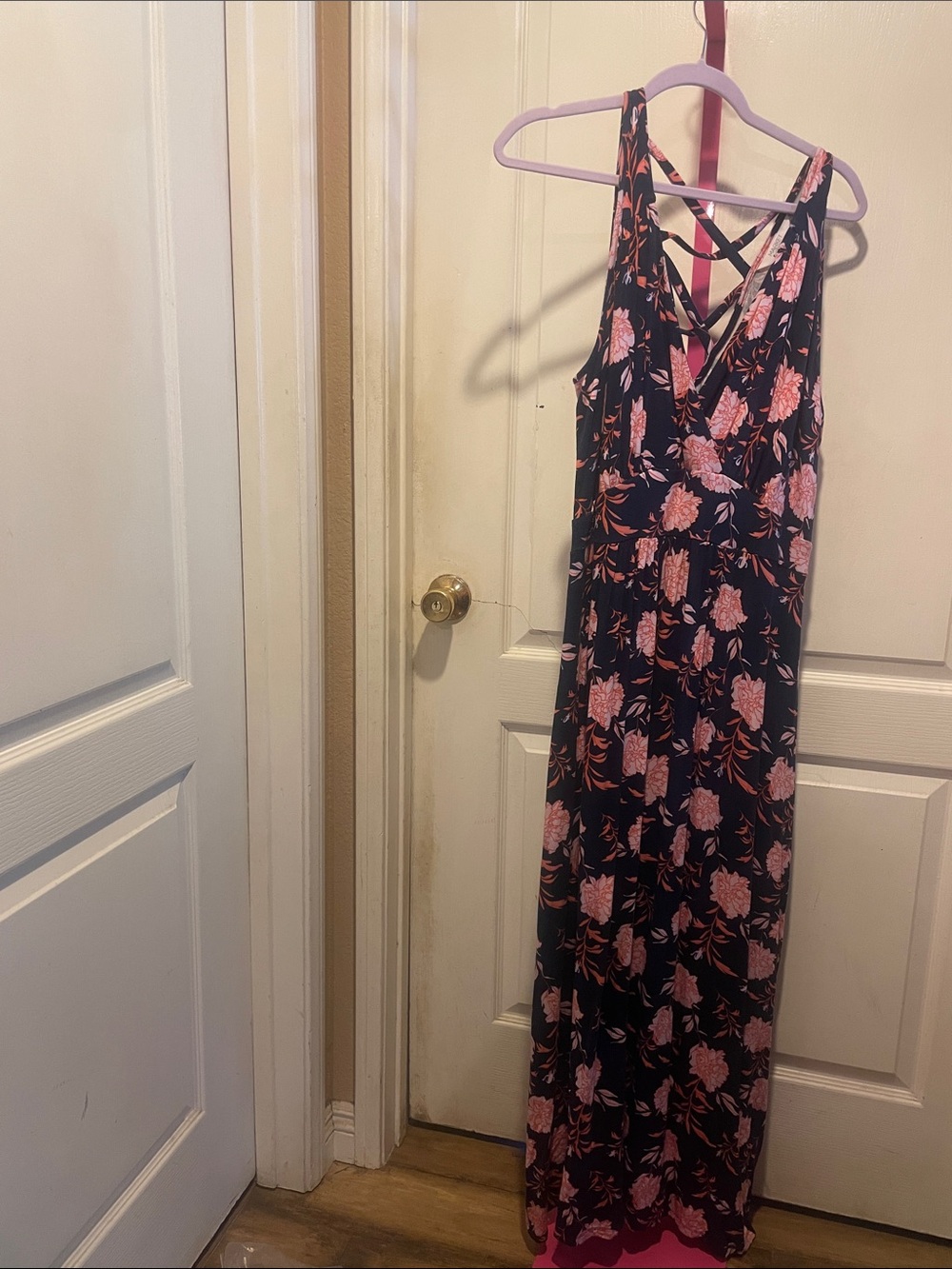 Market & Spruce Navy Maxi Dress with Pink Floral Print